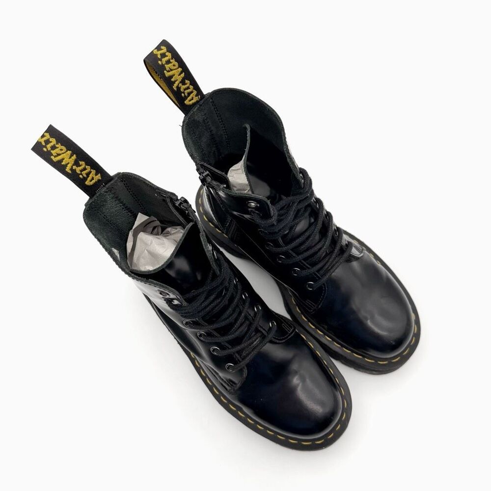 DR MARTENS Jadon Black Smooth Boots Size US 7 Side Zip Leather Platform - Picture 5 of 14